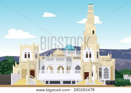A Vector Illustration Of Hadramaut Mosque In Yemen