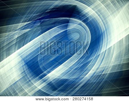 Abstract blue background element on black. Fractal graphics. ?omposition of glowing lines and mption blur traces. Movement and innovation concept.