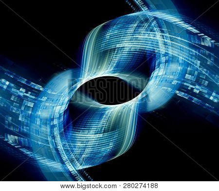 Abstract digital art background. Symmetry composition of curves ands grids. Detailed fractal graphics. Data science and digital technology concept.