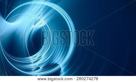 Abstract blue background element on black. Fractal graphics. ?omposition of glowing lines and mption blur traces. Movement and innovation concept.