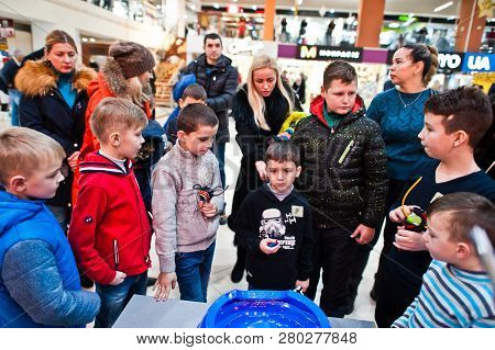 Kyiv, Ukraine - January 16, 2018: Tournament Of Spinning Tops Beyblade, Known In Japan As Explosive