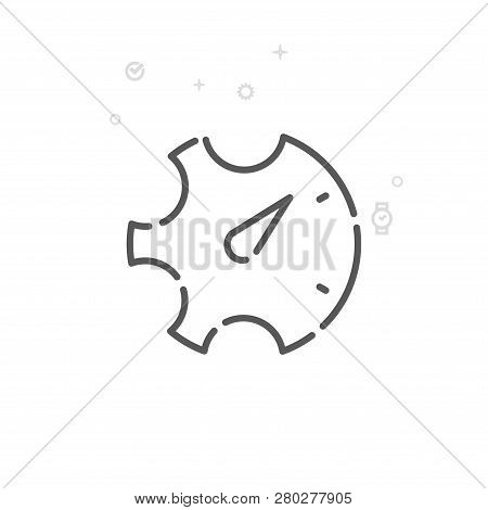 Time Management Vector Line Icon. Gear, Time Settings Symbol, Pictogram, Sign. Light Abstract Geomet