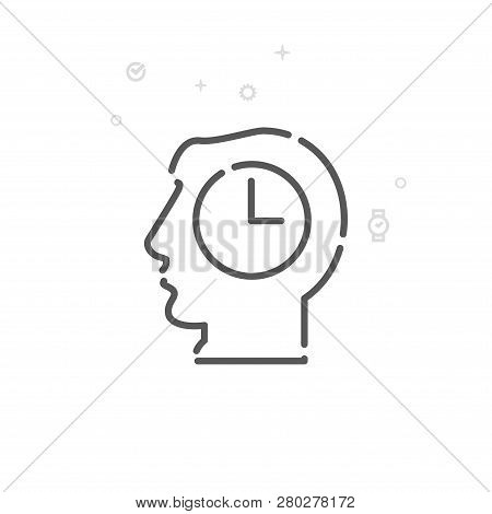 Time Management Vector Line Icon. Businessman, Business Planning Symbol, Pictogram, Sign. Light Abst