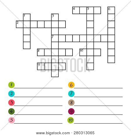 Vector Crossword Puzzle Template Isolated On White Background. Illustration Of Crossword Game, Hobby