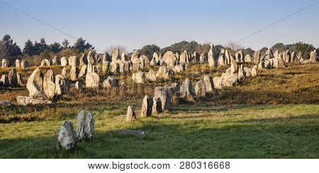 The Alignments Of Carnac, Brittany, France, A Unesco World Heritage Site.