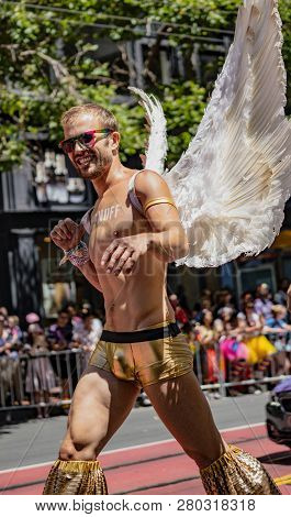 San Francisco, California, June 24, 2018:  Gay Pride Parade - Corporate Smirnoff Liquor Marches With