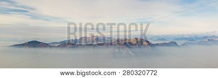 Panoramic View Of Monte Generoso And Monte Colmegnone As Seen From Monte Palanzone, Lombardy, Italy