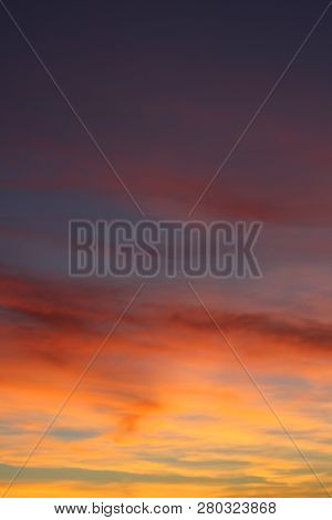Evening, Sunset Sky Looks Like Something Burning, Vertical Photo