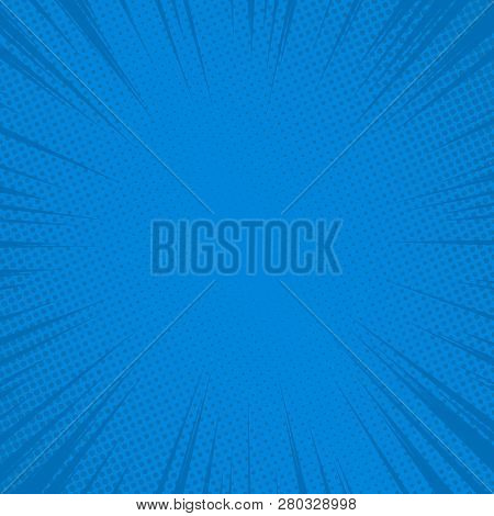 Comic Blue Background Radial Speed Lines Anl Halftone Dots For Comic Books. Explosion Background.vec
