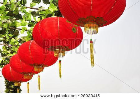 Esferas de tradicional vermelho do ano novo chinês Parque de diversões