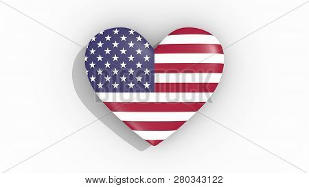 Heart In Colors Flag Of United States Of America 3d Rendering