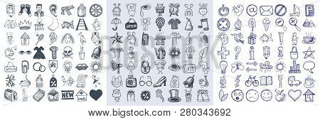 Set Of 147 Hand Draw Web Doodle Icon