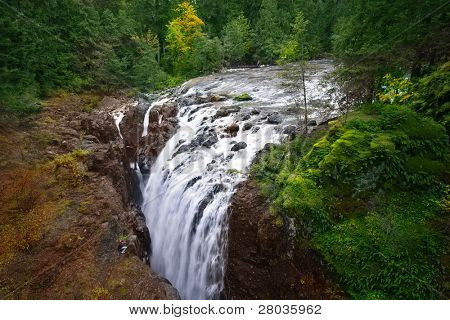 Cascata pitoresca cai Ilha Vancouver - Inglês River Falls