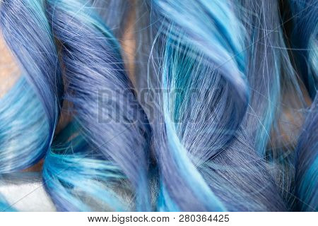 Background Of Blue Torquoise Hair Dyed Color With Highlight Technique But Makes Hair Damaged And Coa
