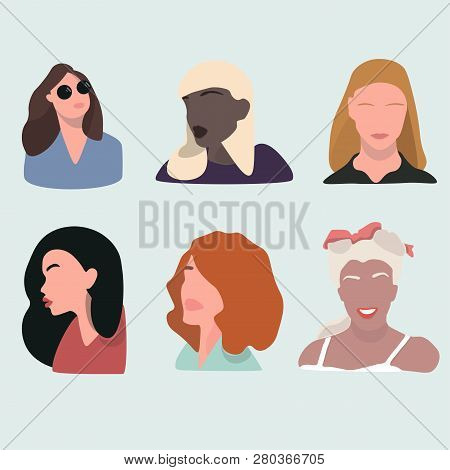 Face Colorful Vector Icon Woman Girl Beauty Hair
