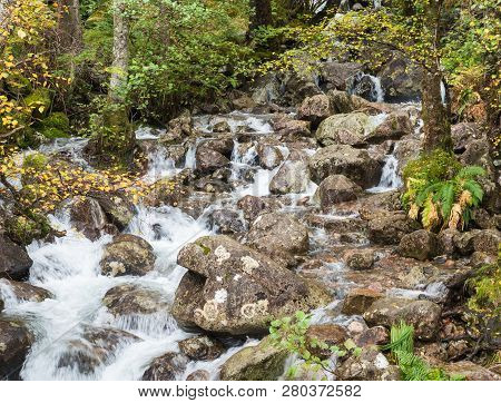 Waterfall In The Valley Of Glen Nevis, Scotland