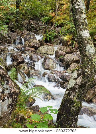 Waterfall In The Valley Of Glen Nevis, Scotland