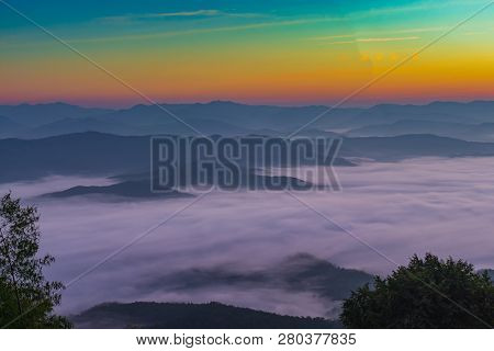 Mountains And Morning Mist Si Nan National Park Doi Samer Dao Thailand