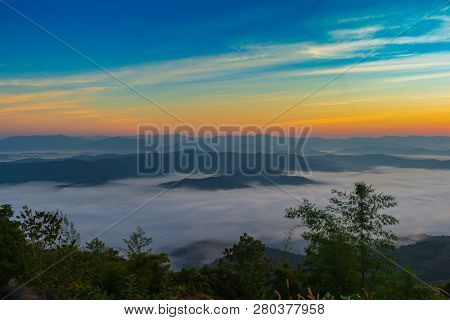 Mountains And Morning Mist Si Nan National Park Doi Samer Dao Thailand