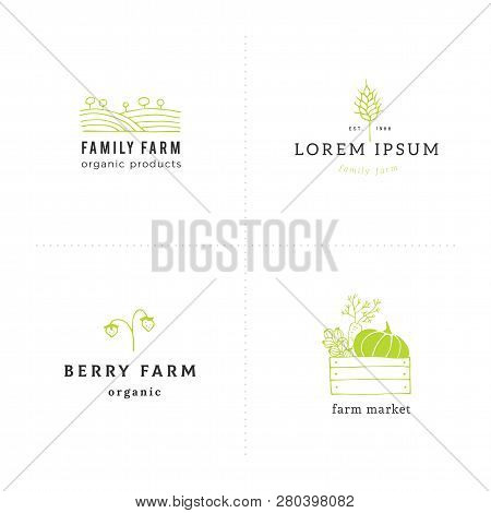 Big Set Of Hand Drawn Logo Templates. Isolated Vector Symbols For Business Branding And Identity. Fa