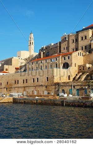 Gammel havn Yaffo i sol December dag