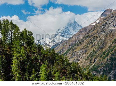 Summer Matterhorn Mountain View (alps, Switzerland, Zermatt Outskirts)