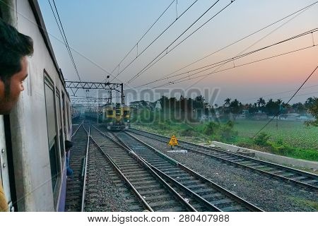 Howrah Station , Howrah, West Bengal / India - 4th February 2018 : Railway Track Of Indian Railway. 
