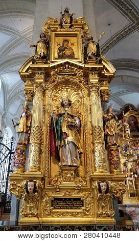 LUCERNE, SWITZERLAND - JUNE 24, 2018: Saint Nicholas altar in the church of St. Leodegar in Lucerne, Switzerland