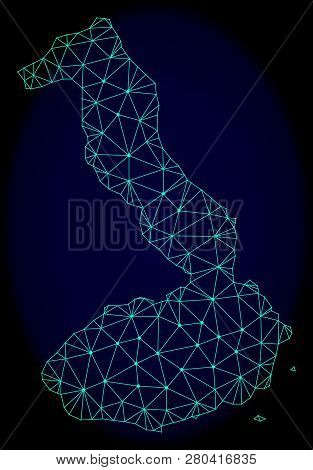 Polygonal Vector Mesh Map Of Galapagos - Isabela Island. Connected Lines, Triangles And Points Forms