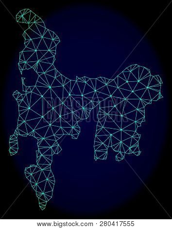 Polygonal Vector Mesh Map Of Hamilton Island. Connected Lines, Triangles And Points Forms Abstract M
