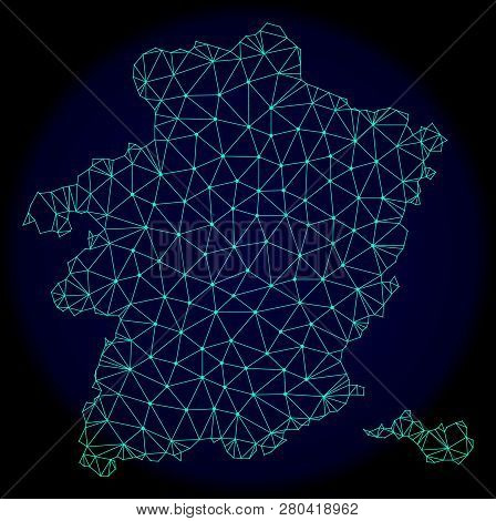 Polygonal Vector Mesh Map Of Limburg Province. Connected Lines, Triangles And Points Forms Abstract 