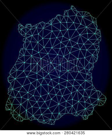 Polygonal Vector Mesh Map Of Sikkim State. Connected Lines, Triangles And Points Forms Abstract Map 