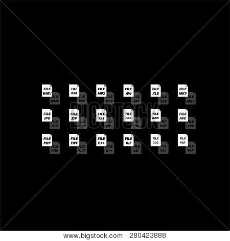 File Extensions. White Flat Simple Icon With Shadow