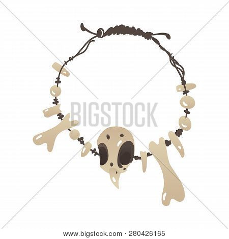 Vector Stone Age Talisman Made Of Bones, Fangs