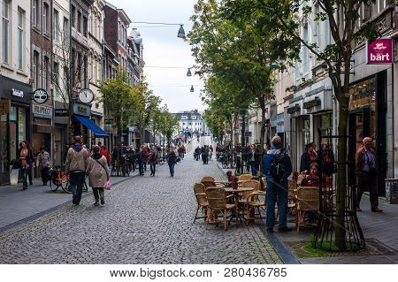Maastricht, Jun 1: Unidentified People Walk On A Street In Maastricht, Netherlands On Jun 1, 2013. M