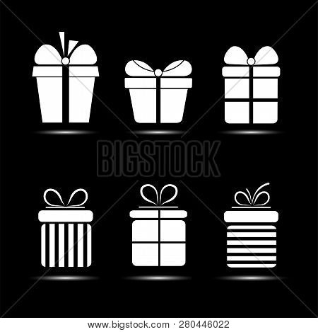 Set Of Icons Of Gift Boxes On Isolited Background. Holiday Gifts. Vector Illustration