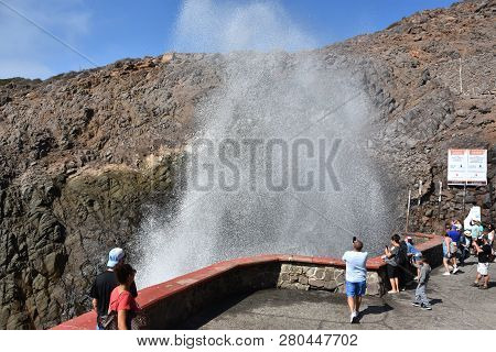 Ensenada, Mexico - Oct 25: La  Bufadora Blowhole In Ensenada, Mexico, As Seen On Oct 25, 2018. It Is