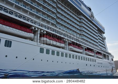 Ensenada, Mexico - Oct 25: Norwegian Bliss Cruise Ship, Docked In Ensenada, Mexico, As Seen On Oct 2