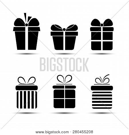 Set Of Icons Of Gift Boxes On Isolited Background. Holiday Gifts. Vector Illustration