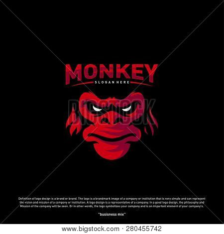 Monkey Gorilla Esport Gaming Mascot Logo Template Vector. Modern Head Monkey Logo Vector