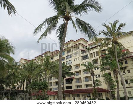 Anyer, Indonesia - June 26, 2018: Marbella Anyer Hotel, A Spanish-style Building Overlooking The Jav