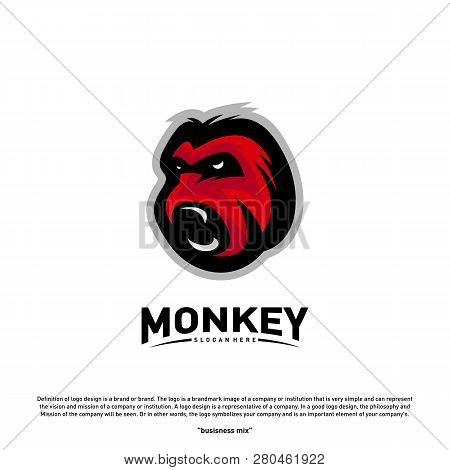 Monkey Gorilla Esport Gaming Mascot Logo Template Vector. Modern Head Monkey Logo Vector
