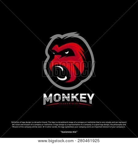 Monkey Gorilla Esport Gaming Mascot Logo Template Vector. Modern Head Monkey Logo Vector