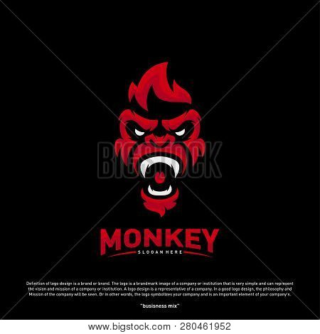 Monkey Gorilla Esport Gaming Mascot Logo Template Vector. Modern Head Monkey Logo Vector
