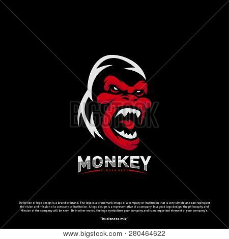 Monkey Gorilla Esport Gaming Mascot Logo Template Vector. Modern Head Monkey Logo Vector