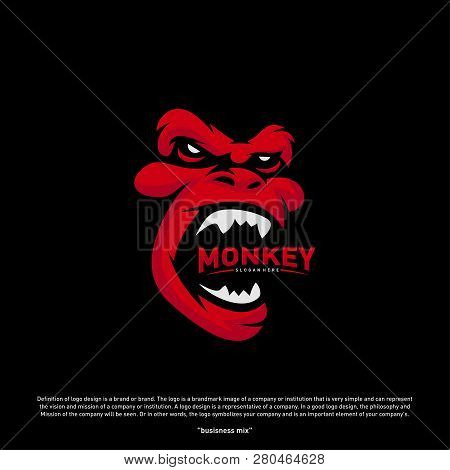 Monkey Gorilla Esport Gaming Mascot Logo Template Vector. Modern Head Monkey Logo Vector