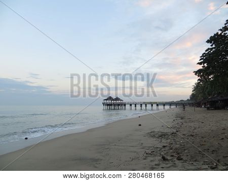 Anyer, Indonesia - June 27, 2018: The Seascape Of Sambolo Beach Anyer.