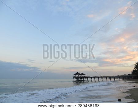 Anyer, Indonesia - June 27, 2018: The Seascape Of Sambolo Beach Anyer.