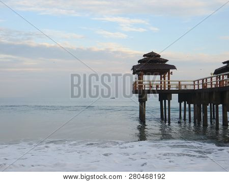 Anyer, Indonesia - June 27, 2018: The Seascape Of Sambolo Beach Anyer.