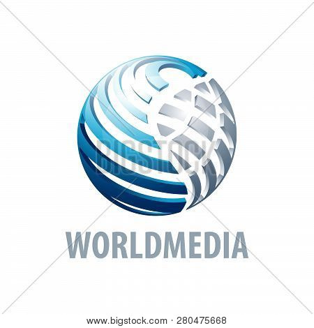 Digital Sphere Global Link Technology World Media Logo Concept Design. 3d Three Dimensional Style. S